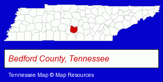 Tennessee map, showing the general location of Gallagher Guitar Company