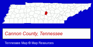 Tennessee map, showing the general location of Cannon Courier Inc