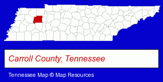Tennessee map, showing the general location of Carroll County Library
