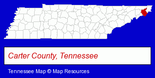 Tennessee map, showing the general location of Security Federal Bank