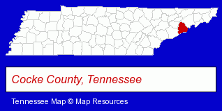 Tennessee map, showing the general location of Christopher Place Country Inn