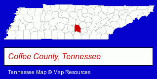 Tennessee map, showing the general location of Blue Gill Restaurant