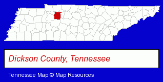 Tennessee map, showing the general location of Dickson Dental