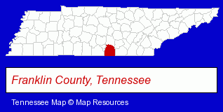 Franklin County, Tennessee locator map