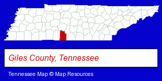 Tennessee map, showing the general location of Merritt Pop Popcorn Company