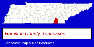 Tennessee map, showing the general location of Elkins Joseph C JR DDS