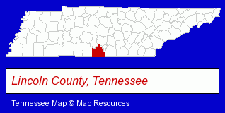 Tennessee map, showing the general location of Lincoln County Exterminating