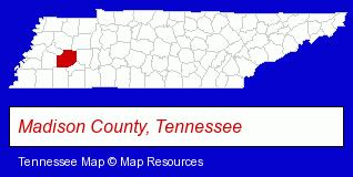 Tennessee map, showing the general location of Jackson Christian School
