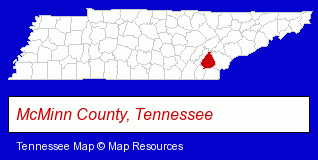 Tennessee map, showing the general location of Gardens of Sunshine Hollow