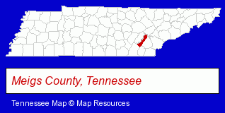 Tennessee map, showing the general location of Hampton Meat Processing
