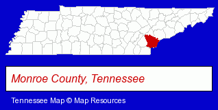 Tennessee map, showing the general location of Madisonville Public Library