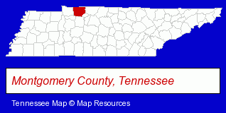 Tennessee map, showing the general location of Hilltop Supermarket
