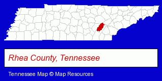 Tennessee map, showing the general location of Mountainside Pools & Spas