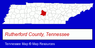 Rutherford County, Tennessee locator map