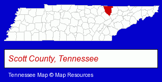 Tennessee map, showing the general location of Appalachian Life Quality Initiat