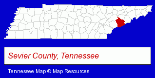 Tennessee map, showing the general location of Foothills RV Park & Cabins