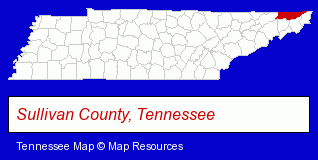 Sullivan County, Tennessee locator map
