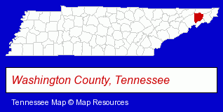 Washington County, Tennessee locator map