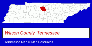 Wilson County, Tennessee locator map