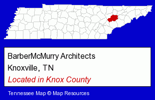 Tennessee counties map, showing the general location of BarberMcMurry Architects