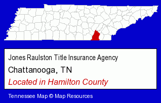 Tennessee counties map, showing the general location of Jones Raulston Title Insurance Agency