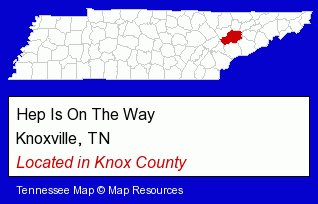 Tennessee counties map, showing the general location of Hep Is On The Way