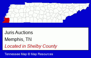 Tennessee counties map, showing the general location of Juris Auctions
