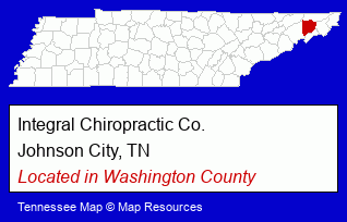 Tennessee counties map, showing the general location of Integral Chiropractic Co.