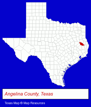 Texas map, showing the general location of Angelina Federal Employee Credit Union