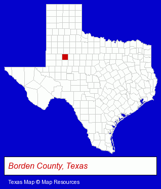 Texas map, showing the general location of Borden County Independent School District