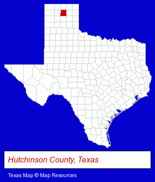 Hutchinson County, Texas locator map