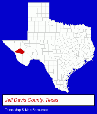 Texas map, showing the general location of Limpia Creek Hat Company