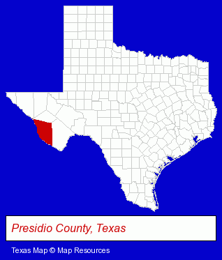Texas map, showing the general location of Moonlight Gemstones