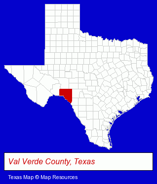 Texas map, showing the general location of Western Electric and Air