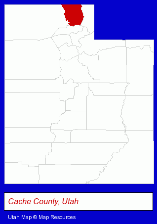 Utah map, showing the general location of Cache Meadow Vet Clinic