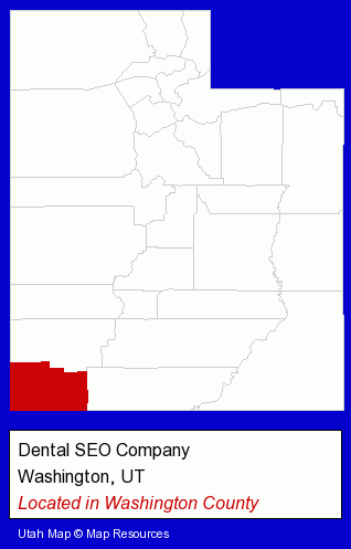Utah counties map, showing the general location of Dental SEO Company