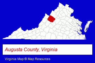 Virginia map, showing the general location of Augusta Regional Free Clinic