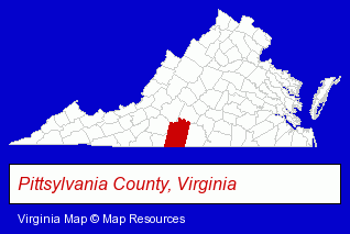 Virginia map, showing the general location of Pittsylvania County Public Library - Chatham Branch