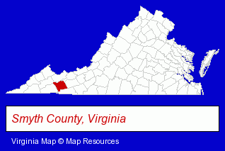 Virginia map, showing the general location of JACO Manufacturing CO Inc