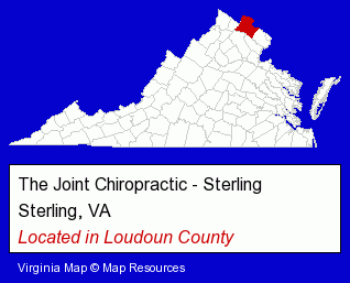 Virginia counties map, showing the general location of The Joint Chiropractic - Sterling