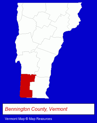 Vermont map, showing the general location of Bennington Banner