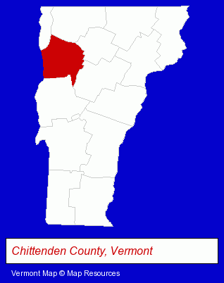 Vermont map, showing the general location of Vermont Paint Company