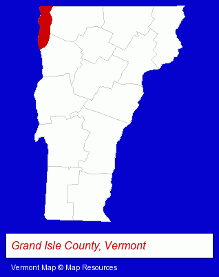 Vermont map, showing the general location of Sand Bar Inn