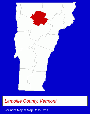 Vermont map, showing the general location of Harrison's