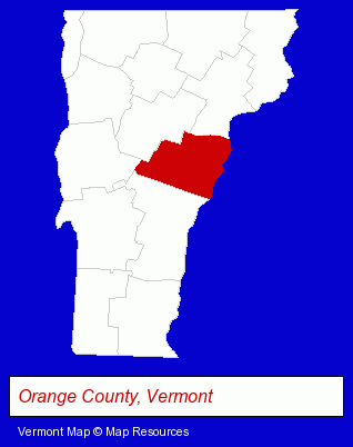 Vermont map, showing the general location of Bannon Engineering
