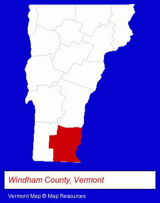 Vermont map, showing the general location of Musearts Inc