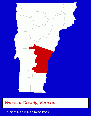 Vermont map, showing the general location of White River Family Practice