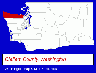 Washington map, showing the general location of Clallam Title Company