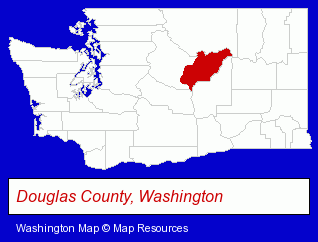 Washington map, showing the general location of Wenatchee Valley Mall