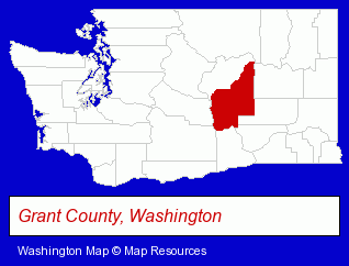 Washington map, showing the general location of Moses Pointe Golf Resort